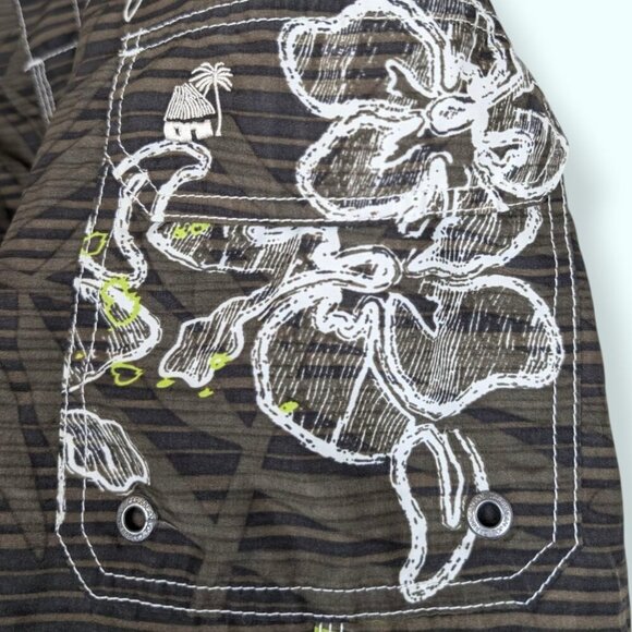 (2/$20) Caribbean Joe Brown Floral Swim Trunks - Picture 3 of 6